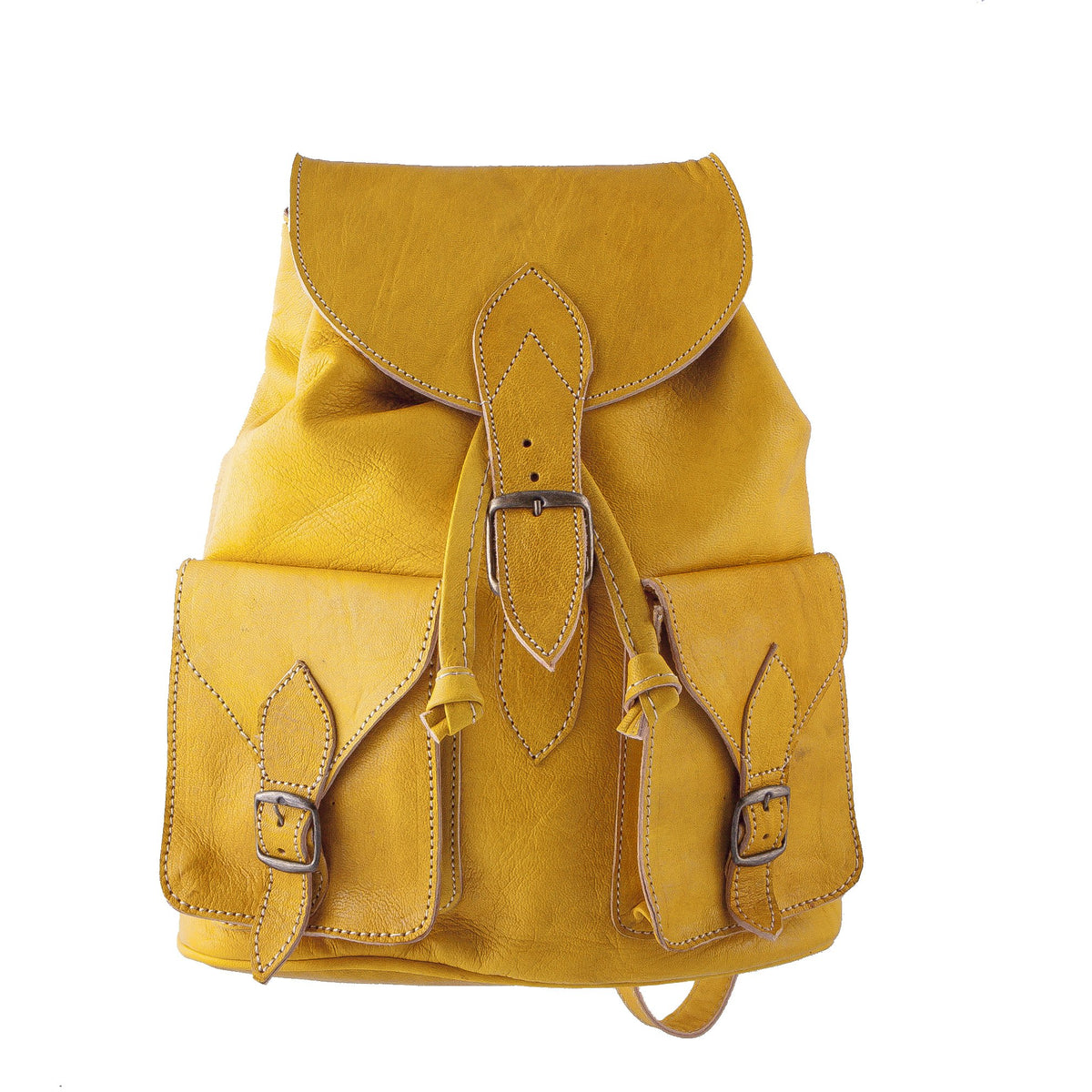 Vintage Style Women's Backpack - Handmade - Yellow