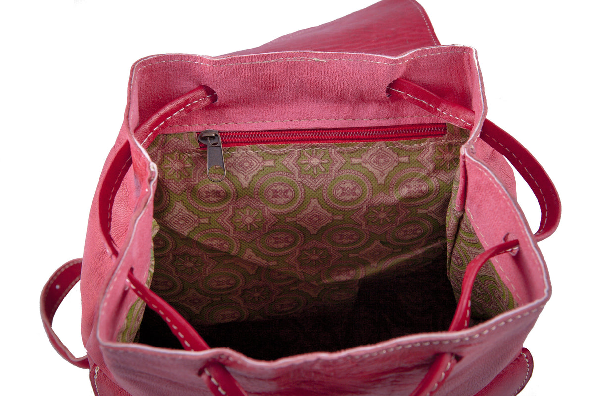 Vintage Style Women's Backpack - Handmade - Green