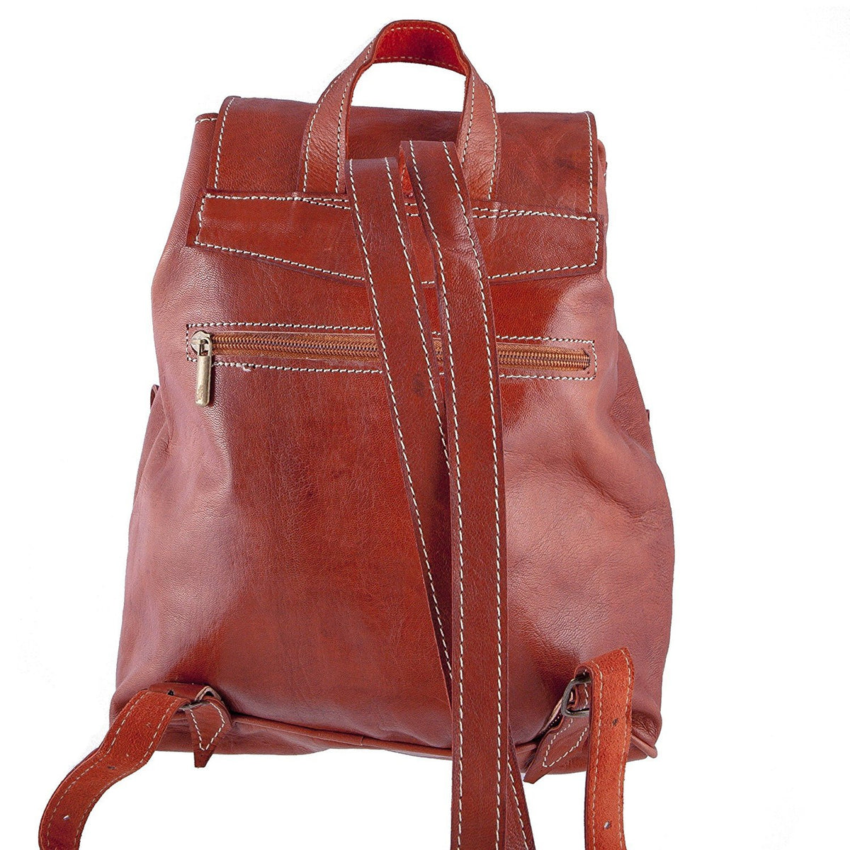 Vintage style women's leather backpack - Handmade - Blue