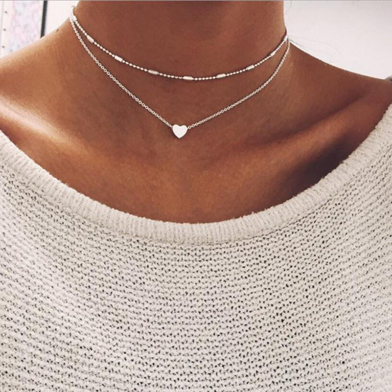 Dropship Minimalist Style PU Leather Wax Rope Silvery Beads Chocker Necklace,  Double Layer Necklace Choker to Sell Online at a Lower Price | Doba